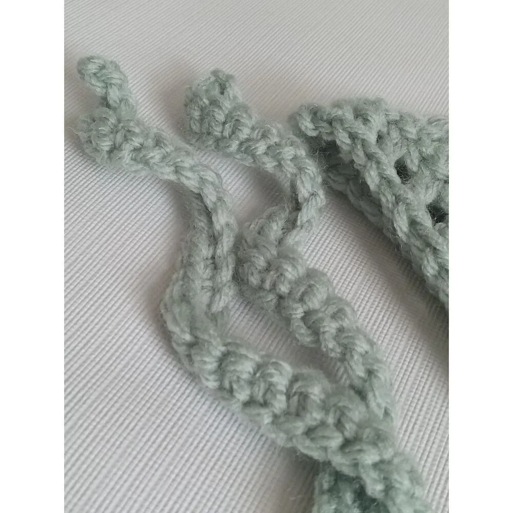 Handmade Boho Sage Green Acrylic Crochet Triangle Bandana Hair Scarf One Size